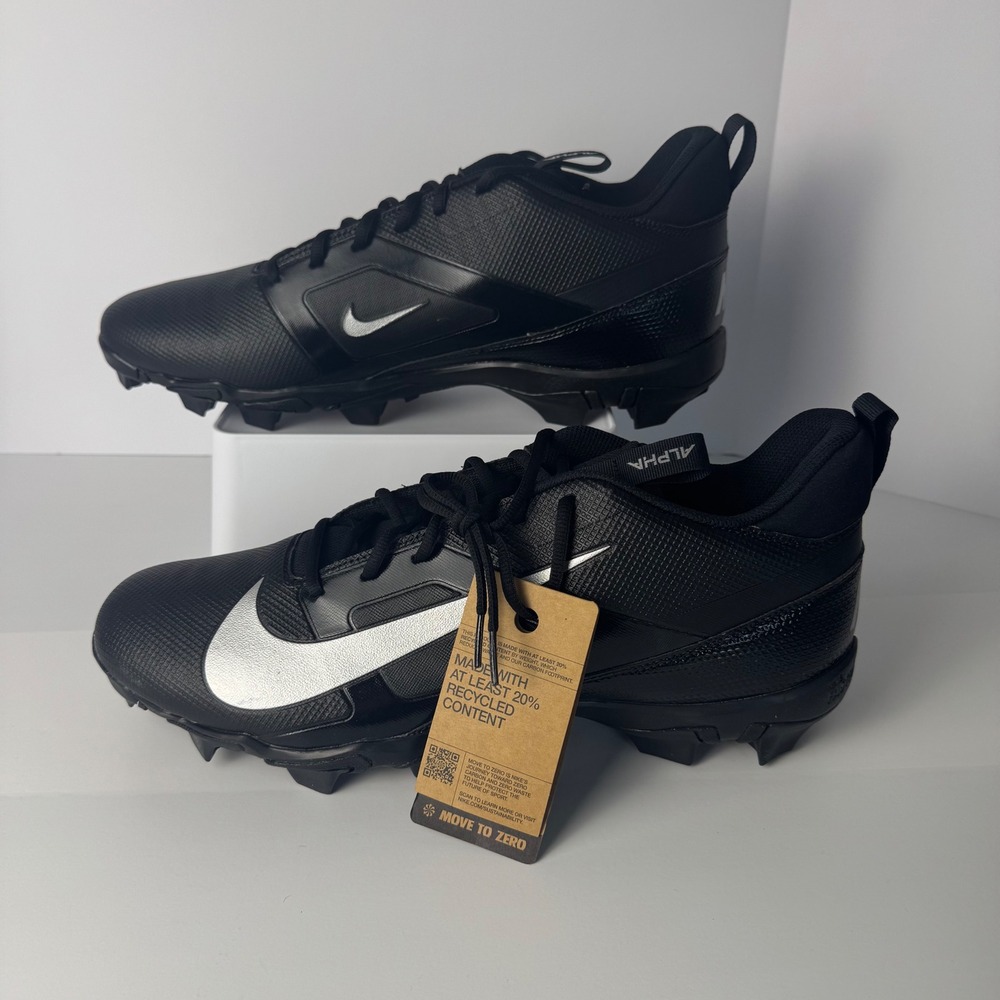 Nike Alpha Menace 4 Shark Mens Football Cleats Black Silver FN0028-002 Size 16